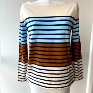 J Crew Women’s Multistripe Boatneck Long Sleeved Pullover sweater small